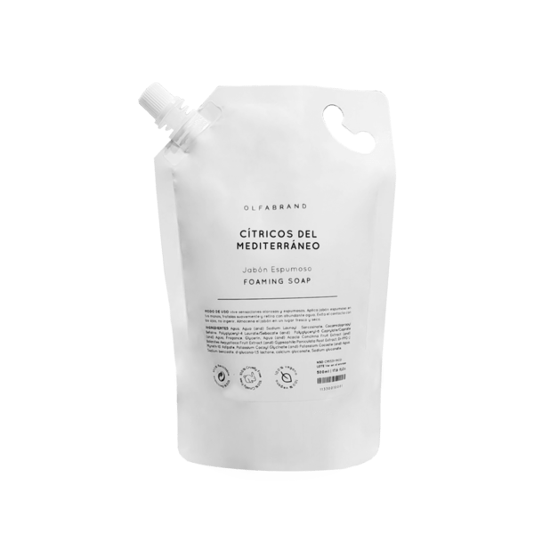Sachet Repuesto Jabon Espumoso Citricos del Mediterraneo 500ml - Olfabrand