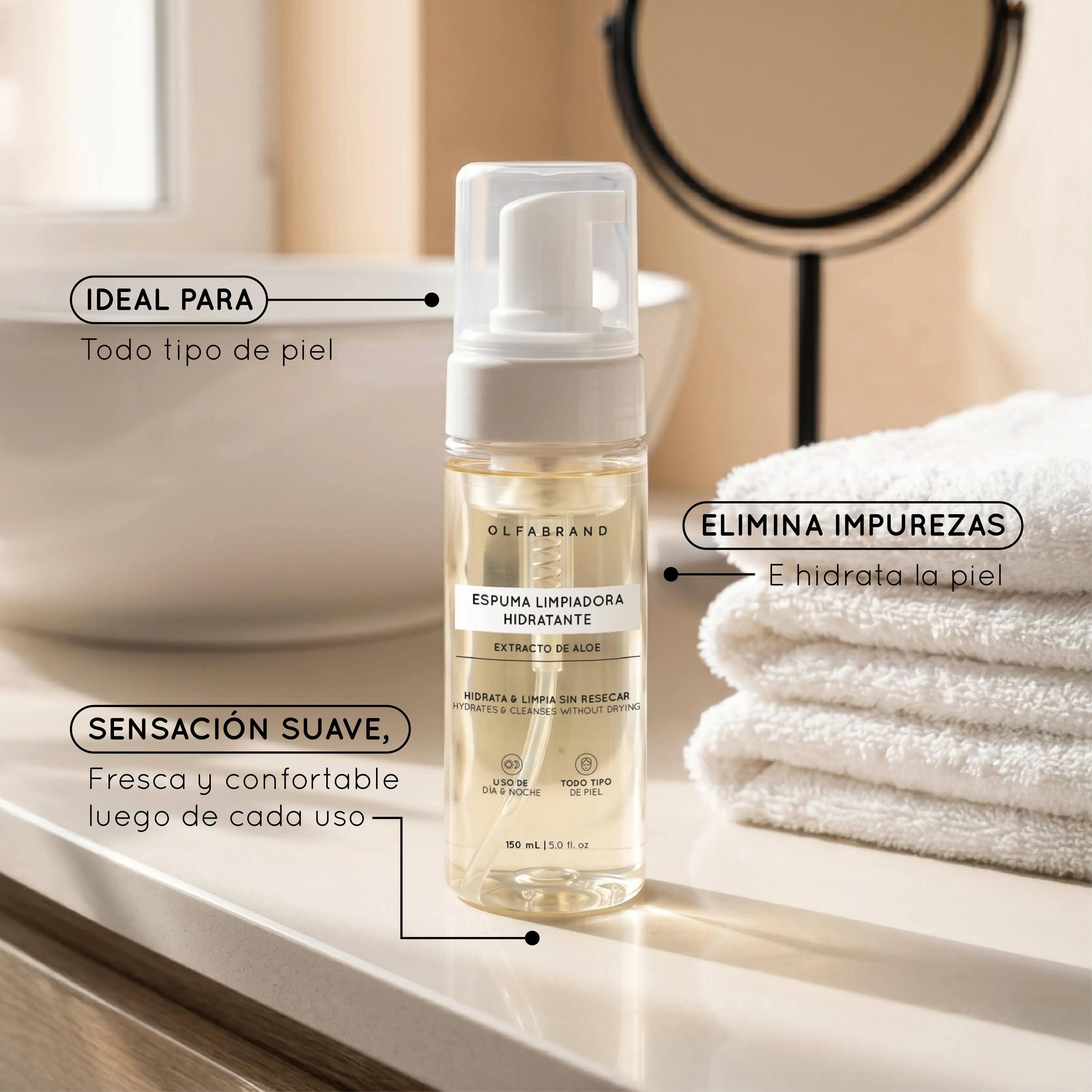 Espuma Limpiadora  Hidratante Extracto de  Aloe 150 mL